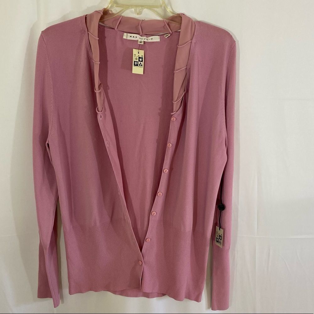 Max Studio Pink Button Front Cardigan